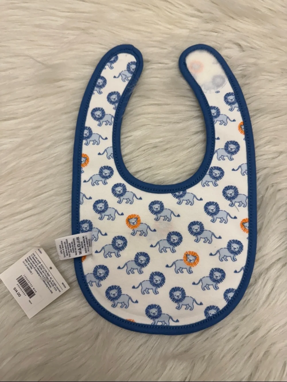 Janie and Jack Bibs Blue-Trim Double Sided Cotton Lion Print Baby Bibs - 4 Set